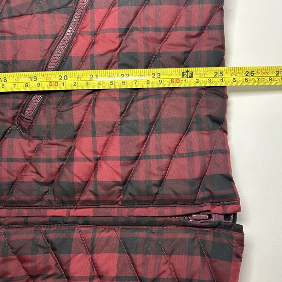 Talbots Red Black Plaid Down Puffer Vest Womens Large Full Zip Pockets - Picture 5 of 7